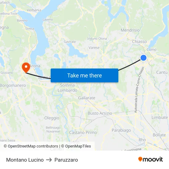 Montano Lucino to Paruzzaro map