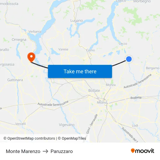 Monte Marenzo to Paruzzaro map
