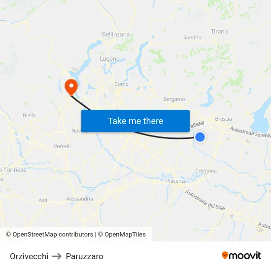 Orzivecchi to Paruzzaro map