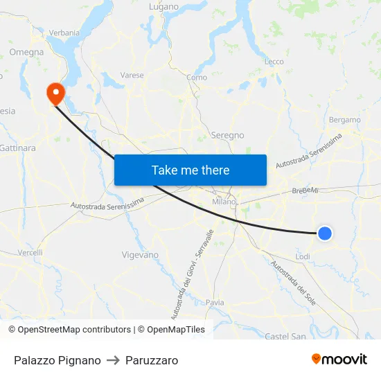 Palazzo Pignano to Paruzzaro map