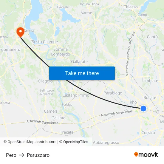 Pero to Paruzzaro map