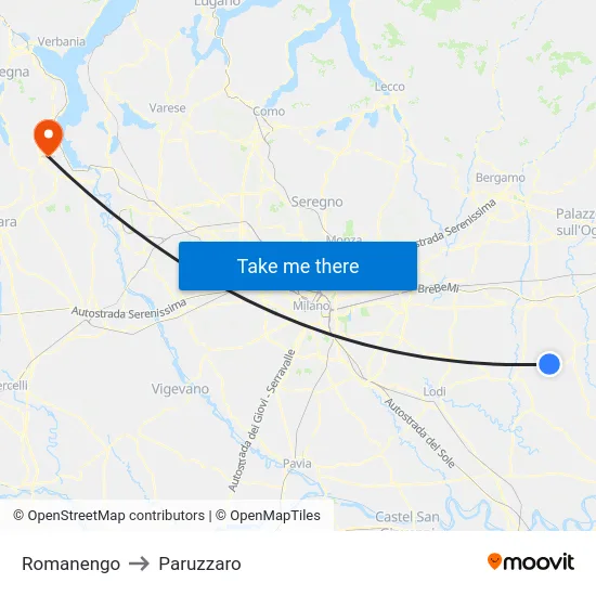Romanengo to Paruzzaro map