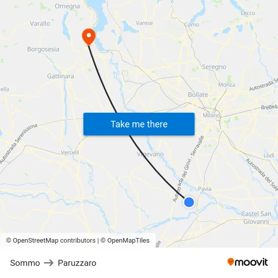 Sommo to Paruzzaro map
