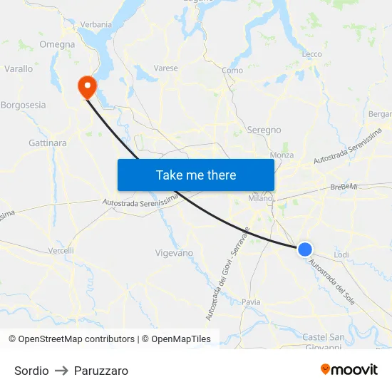 Sordio to Paruzzaro map