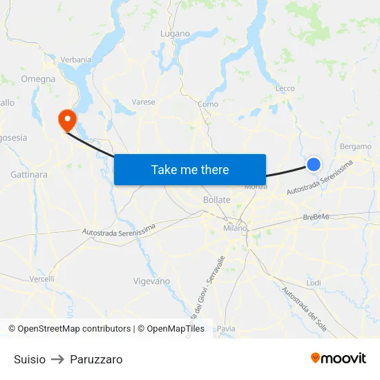 Suisio to Paruzzaro map