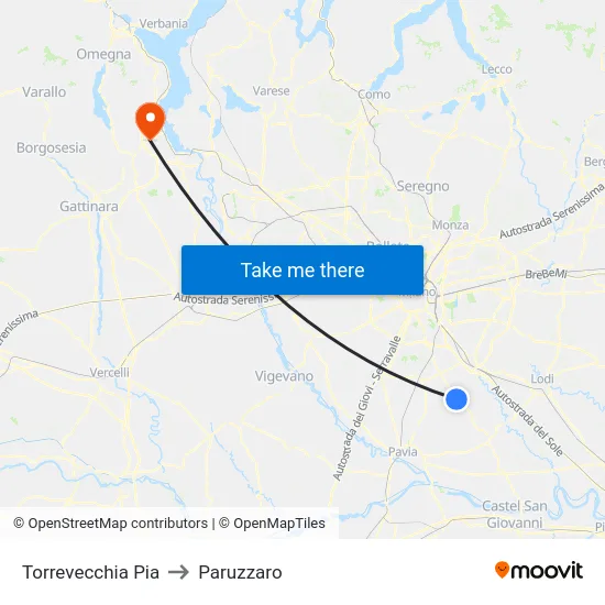 Torrevecchia Pia to Paruzzaro map