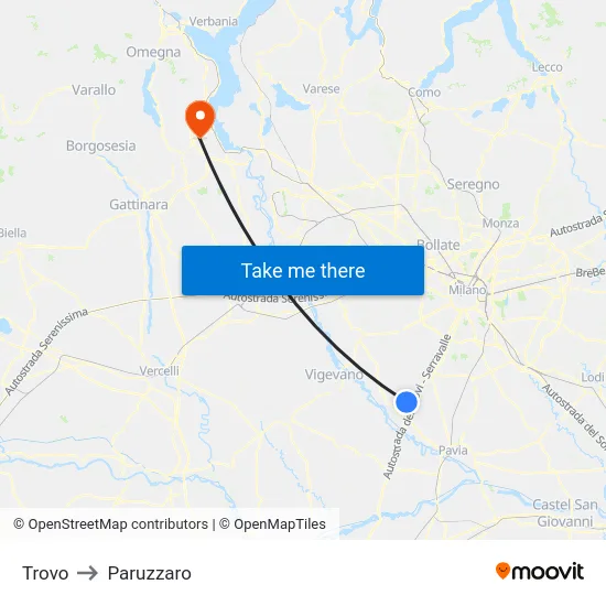 Trovo to Paruzzaro map