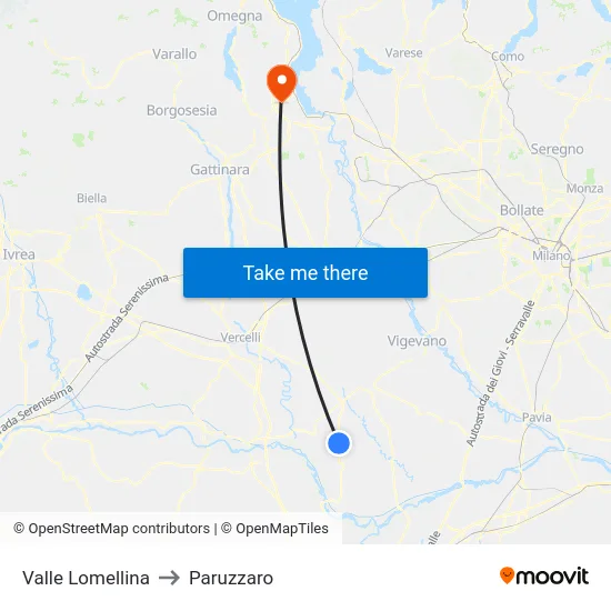 Valle Lomellina to Paruzzaro map