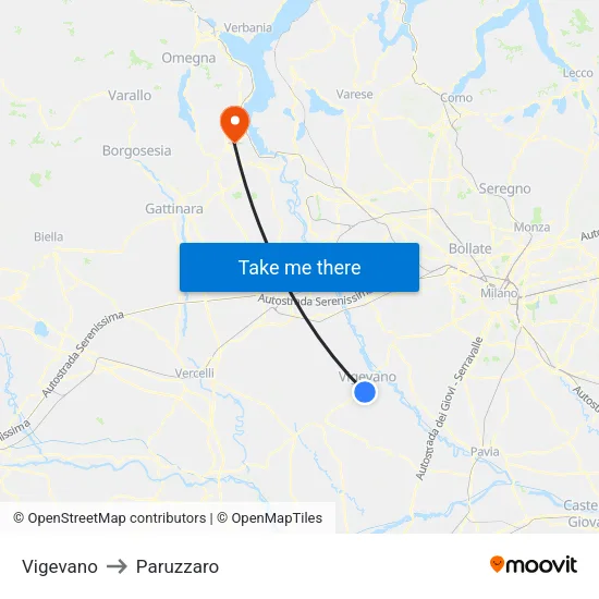 Vigevano to Paruzzaro map