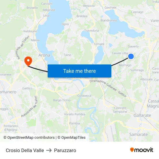 Crosio Della Valle to Paruzzaro map