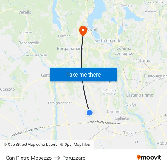 San Pietro Mosezzo to Paruzzaro map