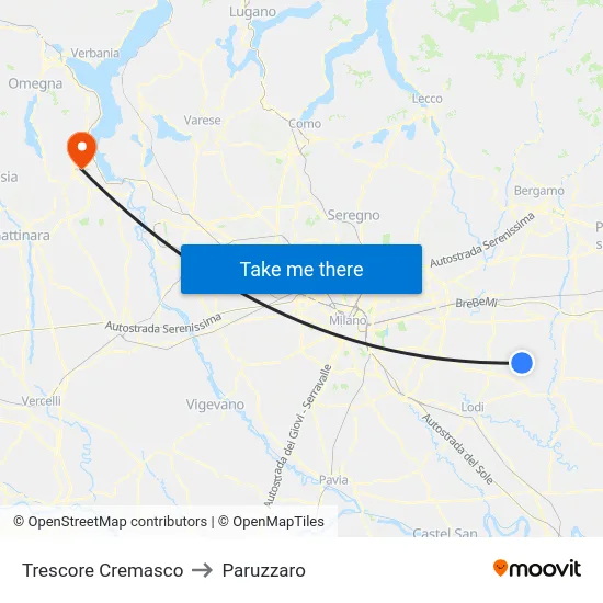 Trescore Cremasco to Paruzzaro map