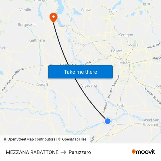 MEZZANA RABATTONE to Paruzzaro map