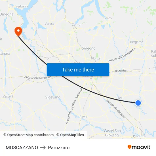 MOSCAZZANO to Paruzzaro map