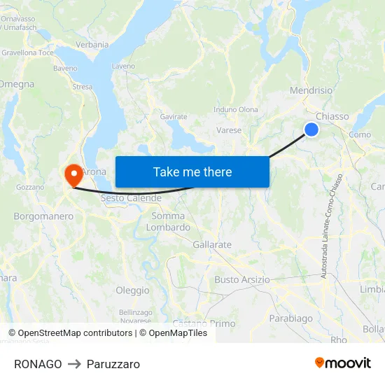 RONAGO to Paruzzaro map