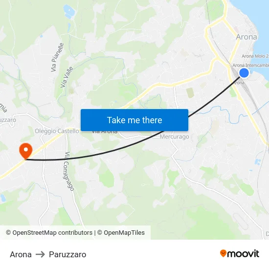 Arona to Paruzzaro map