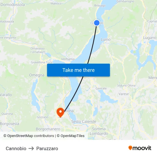 Cannobio to Paruzzaro map