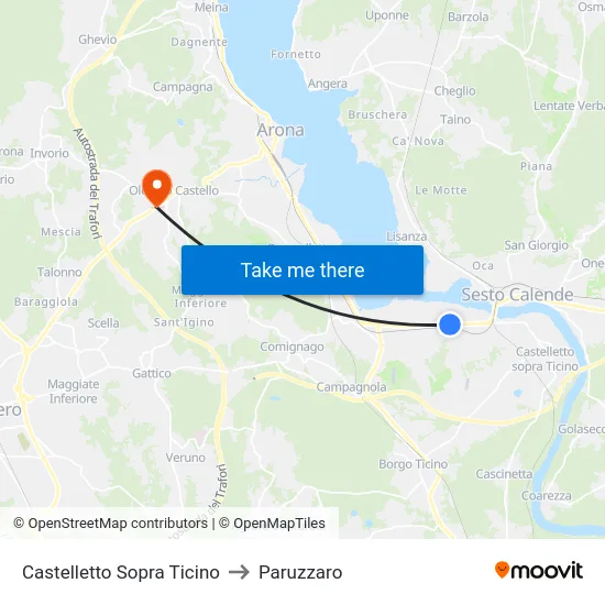 Castelletto Sopra Ticino to Paruzzaro map
