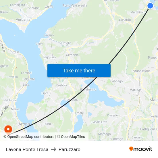 Lavena Ponte Tresa to Paruzzaro map