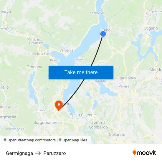 Germignaga to Paruzzaro map