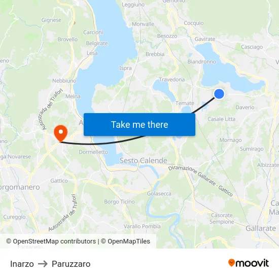 Inarzo to Paruzzaro map