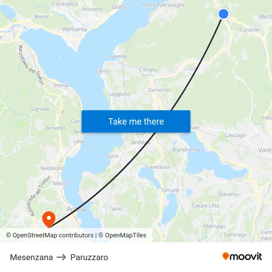 Mesenzana to Paruzzaro map