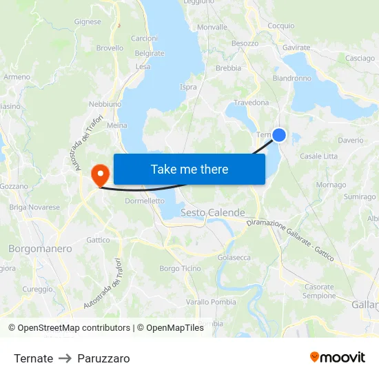 Ternate to Paruzzaro map