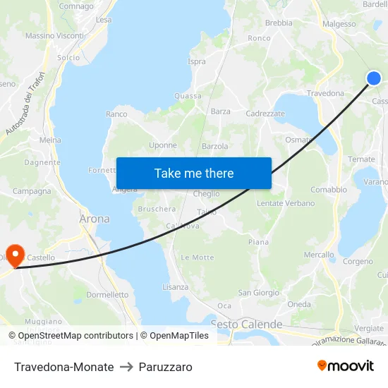 Travedona-Monate to Paruzzaro map