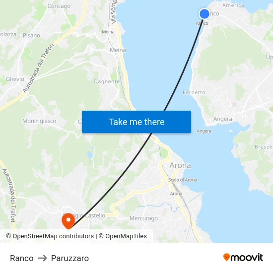 Ranco to Paruzzaro map
