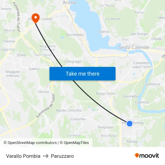 Varallo Pombia to Paruzzaro map