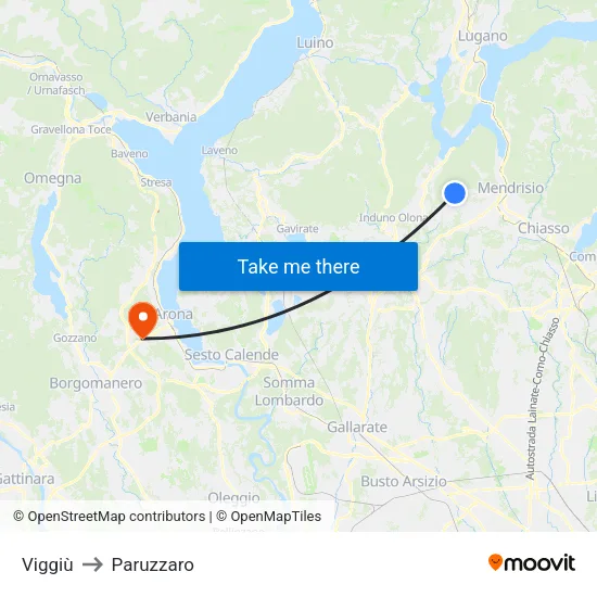 Viggiù to Paruzzaro map