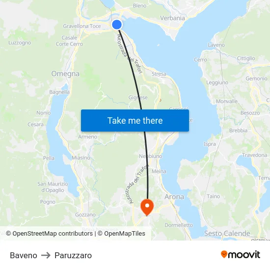 Baveno to Paruzzaro map