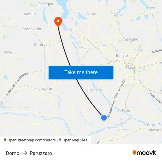 Dorno to Paruzzaro map