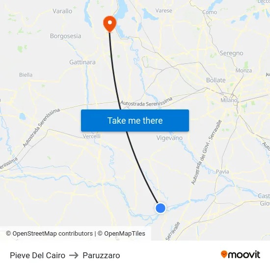 Pieve Del Cairo to Paruzzaro map