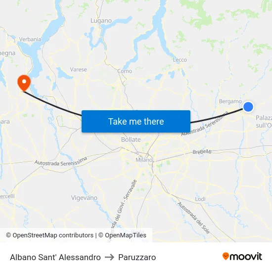 Albano Sant' Alessandro to Paruzzaro map