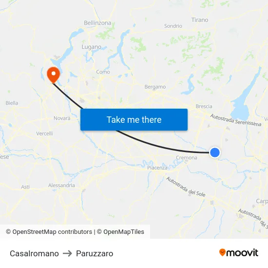 Casalromano to Paruzzaro map