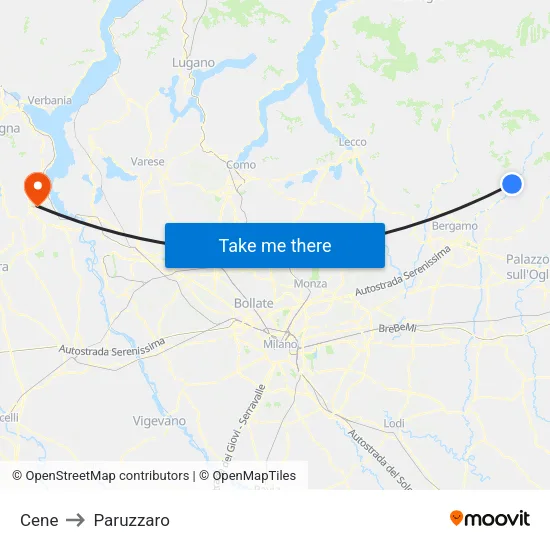 Cene to Paruzzaro map