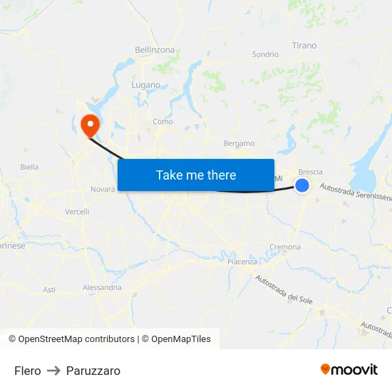 Flero to Paruzzaro map