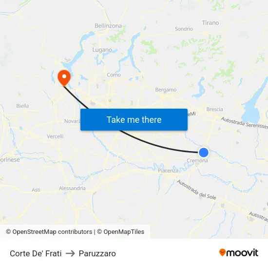 Corte De' Frati to Paruzzaro map