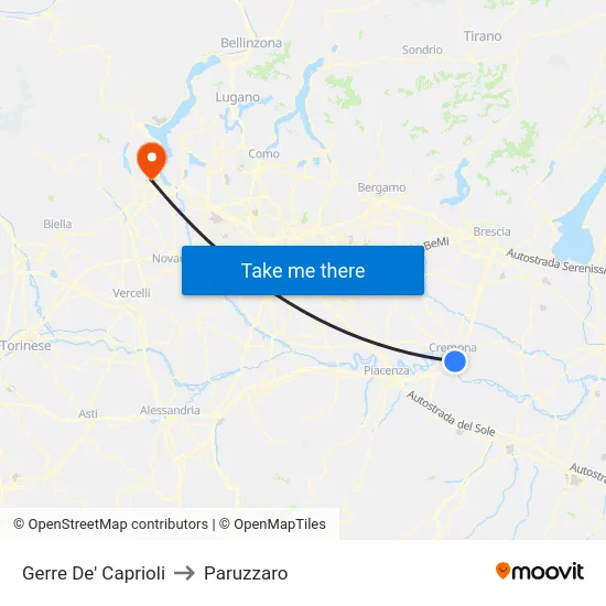 Gerre De' Caprioli to Paruzzaro map