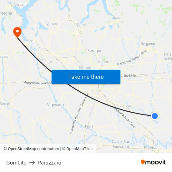 Gombito to Paruzzaro map