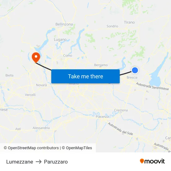 Lumezzane to Paruzzaro map
