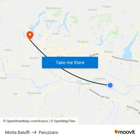 Motta Baluffi to Paruzzaro map