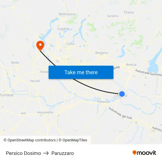 Persico Dosimo to Paruzzaro map