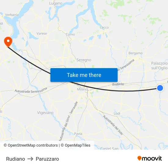 Rudiano to Paruzzaro map