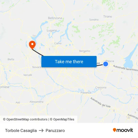 Torbole Casaglia to Paruzzaro map