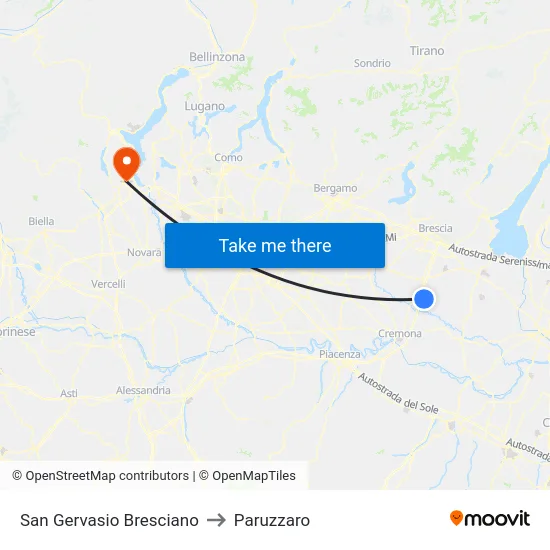 San Gervasio Bresciano to Paruzzaro map