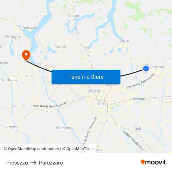 Presezzo to Paruzzaro map