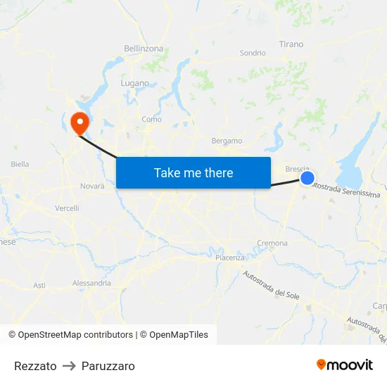 Rezzato to Paruzzaro map