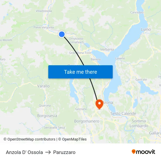 Anzola D' Ossola to Paruzzaro map